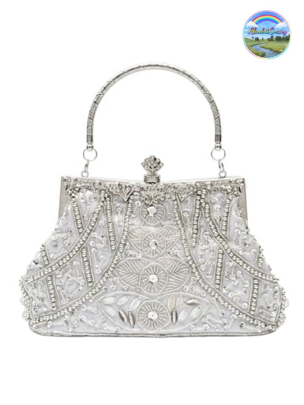 Beaded Sequin Evening Clutch Purse Detachable Chain Women